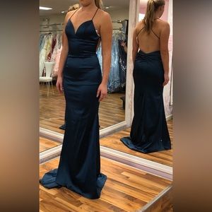 Sherri Hill Teal Open Back Gown Size 4